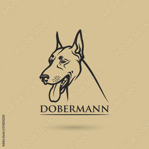 Dobermann dog face - isolated outlined vector illustration
