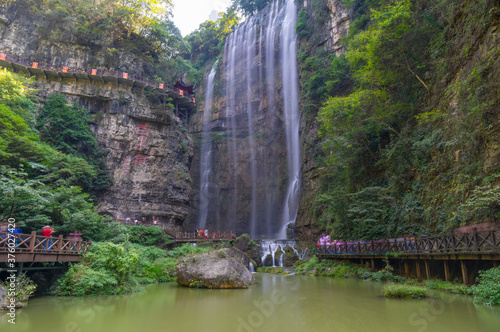 Summer scenery of the Three Gorges Waterfall in Yichang, Hubei, China photo