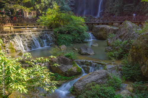 Summer scenery of the Three Gorges Waterfall in Yichang, Hubei, China photo