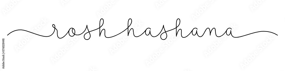 ROSH HASHANA black vector monoline calligraphy banner with swashes ROSH HASHANA black vector monoline calligraphy banner with swashes