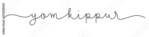 YOM KIPPUR black vector monoline calligraphy banner with swashes