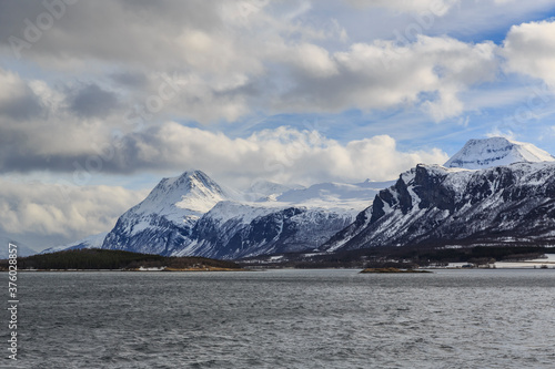 Wallpaper Mural Dramatic clouds over snow-capped mountains of the Lyngen Alps, Lyngen Peninsula, Troms, Norway Torontodigital.ca
