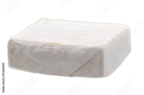 Camembert or brie cheese isolated on white background.