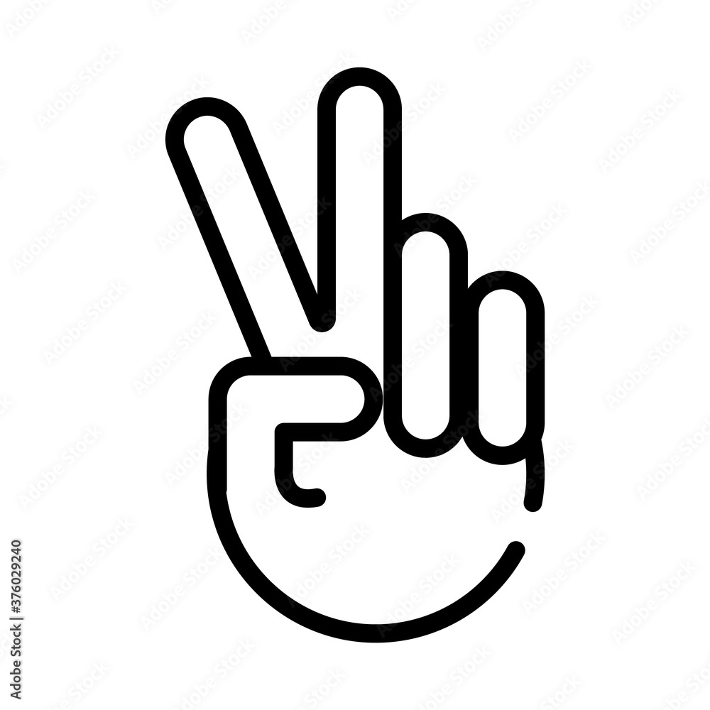 hand peace and love sign line style icon hand peace and love sign line style icon