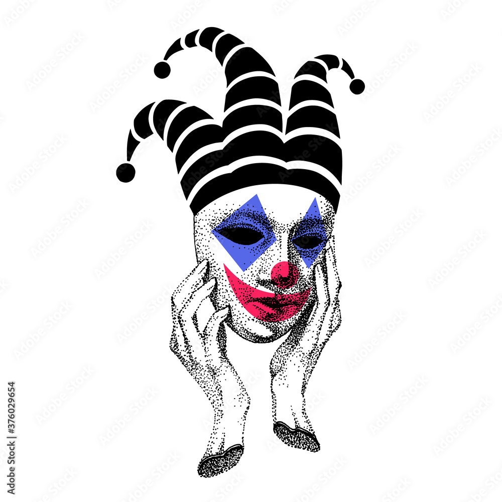 sad clown drawing