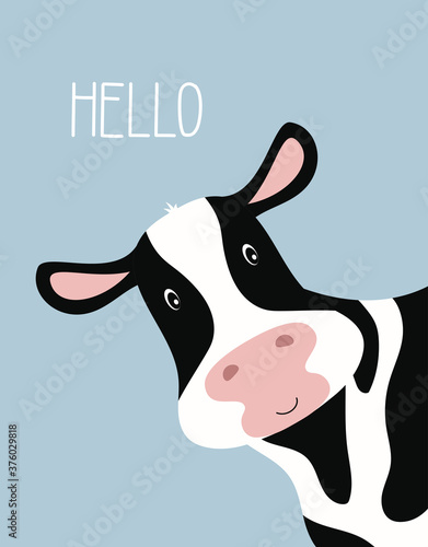 cartoon cute cow isolated on white background