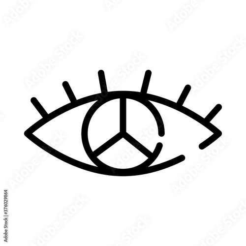 eye with peace and love symbol line style icon