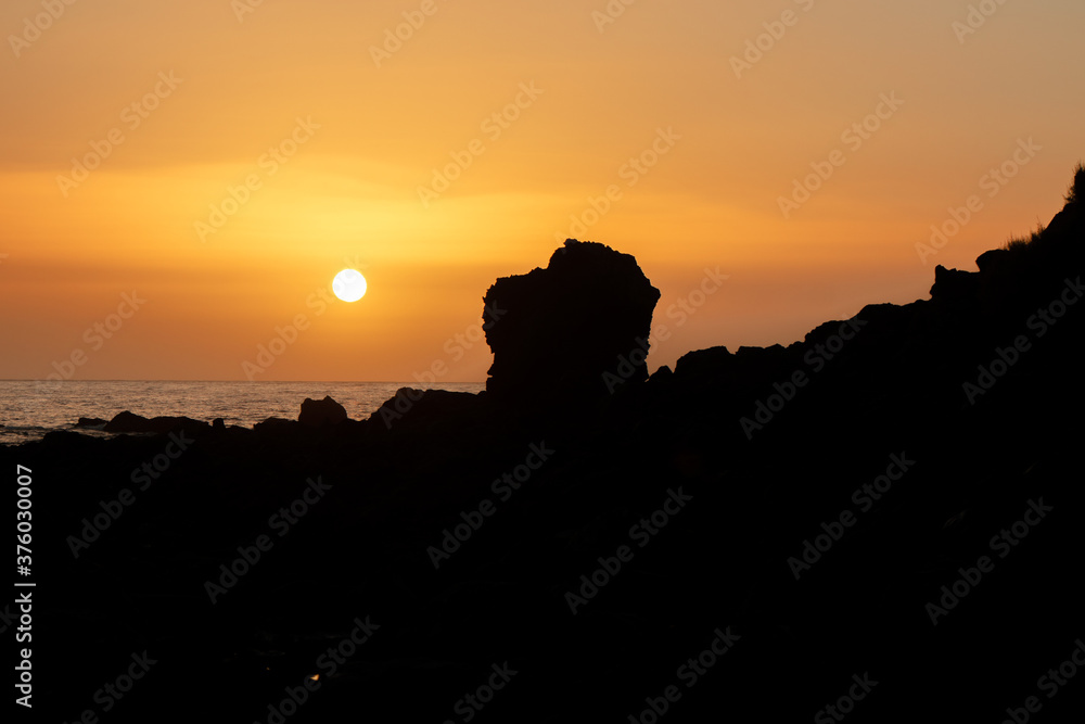 A beautiful sunset on one of the Canary Islands in La Gomera