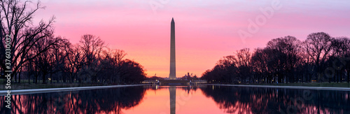 Washington Monument at sunrise, Washington DC skyline