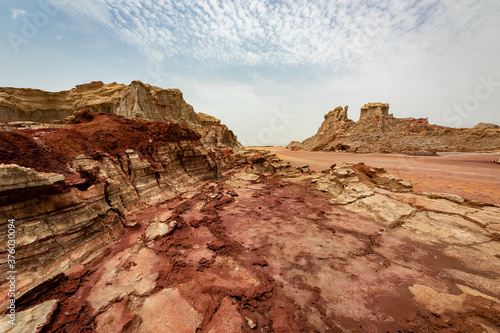 エチオピアのダナキル砂漠ツアーで立ち寄った、ダロール火山近くにある塩の奇岩群
