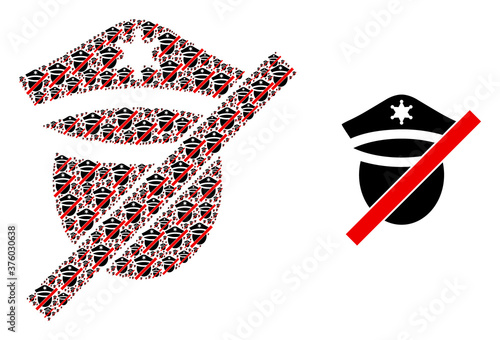 Fractal mosaic closed police and source icon. Vector mosaic is designed of randomized closed police items. Flat vector design on a white background.