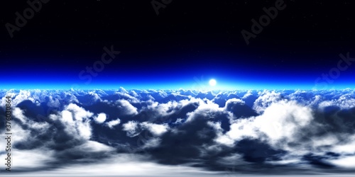 Fototapeta Naklejka Na Ścianę i Meble -  Panorama of clouds, HDRI, environment map , Round panorama, spherical panorama, equidistant projection, panorama 360, flying above the clouds,sky above the clouds, 3D rendering