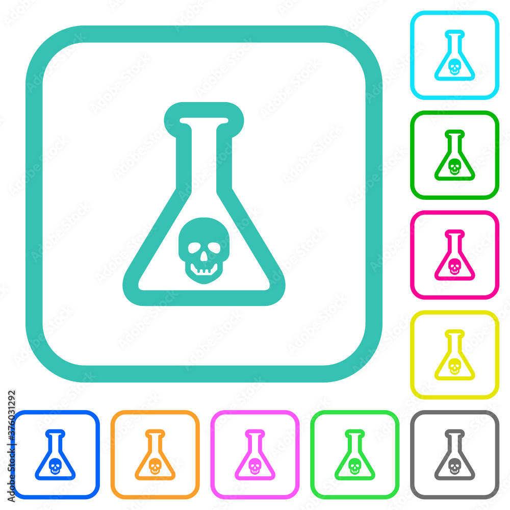Dangerous chemical experiment vivid colored flat icons Dangerous chemical experiment vivid colored flat icons