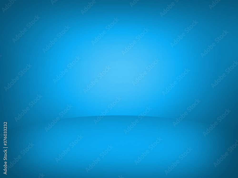 A product presentation backdrop of en empty solid color room with a round oval floor - light blue