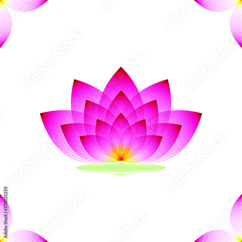 Lotus Flower pink profile on a white background, geometric pattern, vector.