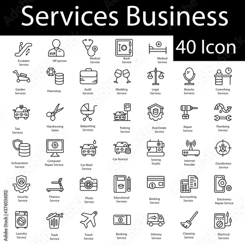 Service Business 40 Icons Set Vector, Retail and Trade Symbol on White background