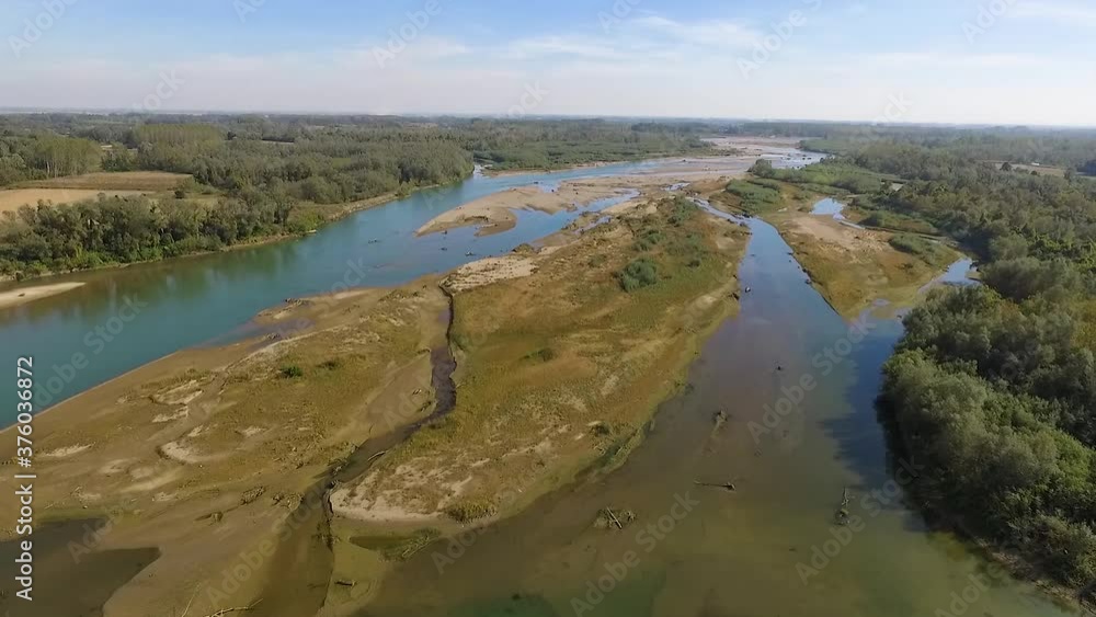 River with it rapids, aerial shot in morning River with it rapids, aerial shot in morning