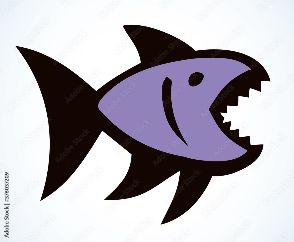 Fototapeta premium Piranha fish. Vector drawing icon