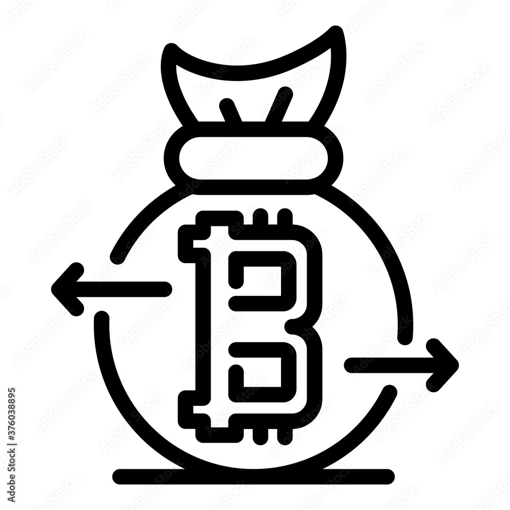 Sack bitcoin icon. Outline sack bitcoin vector icon for web design isolated on white background Sack bitcoin icon. Outline sack bitcoin vector icon for web design isolated on white background