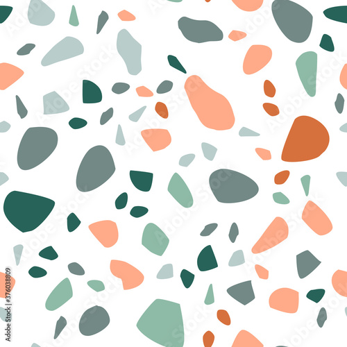 Terrazzo seamless pattern. Pastel colors. Marble. Abstract background.