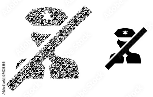 Recursive collage frorbidden police officer and source icon. Vector mosaic is composed from recursive frorbidden police officer elements. Flat vector design on a white background.