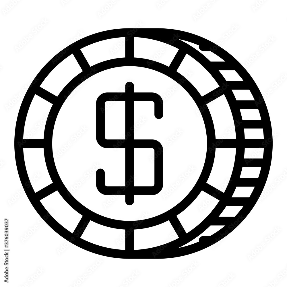 Bank coins icon. Outline bank coins vector icon for web design isolated on white background Bank coins icon. Outline bank coins vector icon for web design isolated on white background