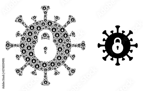 Recursive composition outbreak lockdown and original icon. Vector collage is designed with recursive outbreak lockdown items. Flat vector design on a white background.