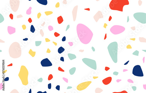 Terrazzo seamless pattern. Pastel colors. Marble. Abstract background.