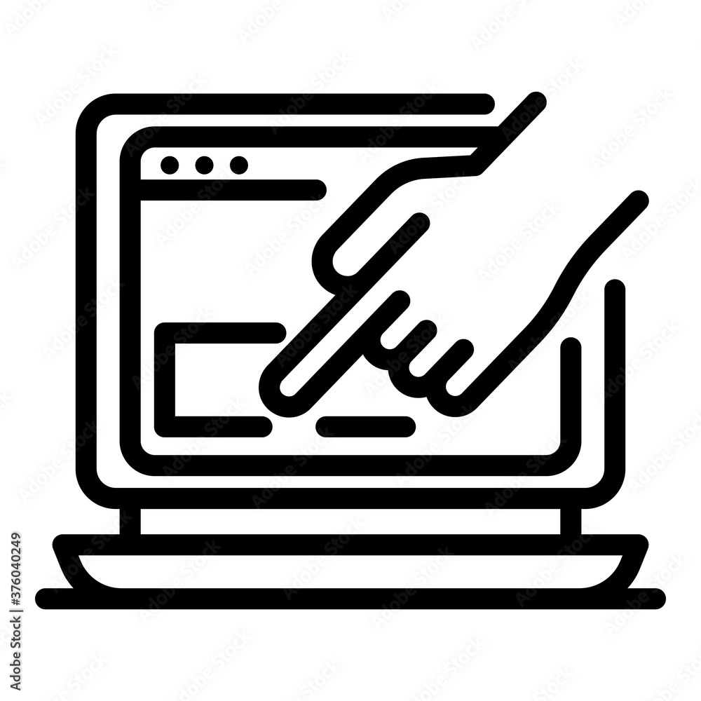 Click on browser icon. Outline click on browser vector icon for web design isolated on white background Click on browser icon. Outline click on browser vector icon for web design isolated on white background