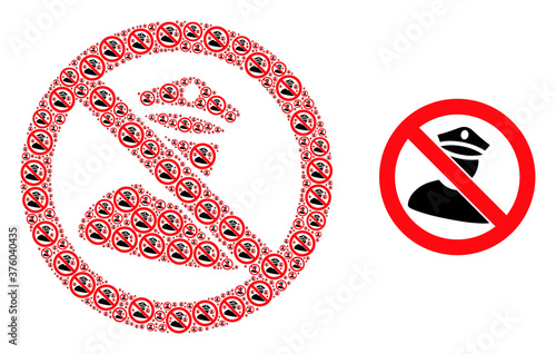 Recursion collage no policeman and original icon. Vector collage is made from repeating no policeman parts. Flat vector design on a white background.