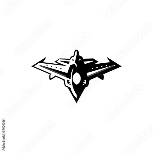 Jet fighter icon, Flight symbol that can be used for any platform and purpose, Logo Template isolated on white.