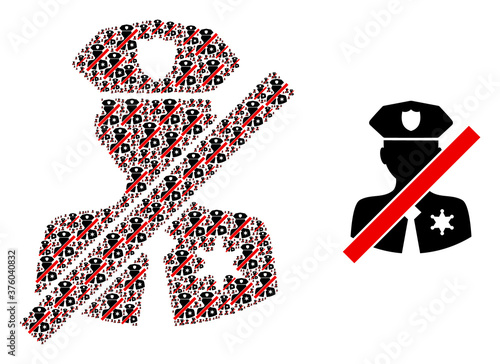 Fractal collage stop police patrol and original icon. Vector collage is done of recursive stop police patrol items. Flat vector design on a white background.