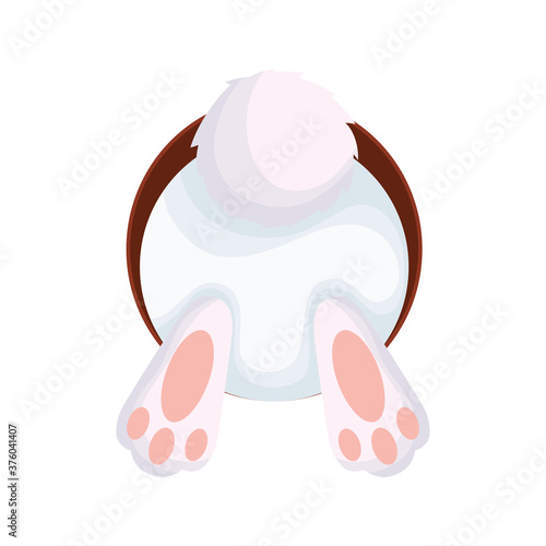 cute easter little rabbit entering in hole character