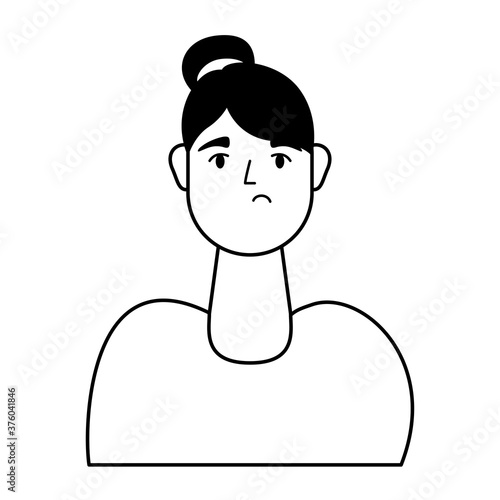 young woman sick avatar character