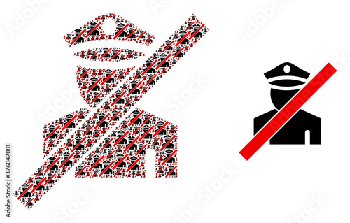 Recursion mosaic wrong policeman and source icon. Vector mosaic is made with scattered wrong policeman elements. Flat vector design on a white background.
