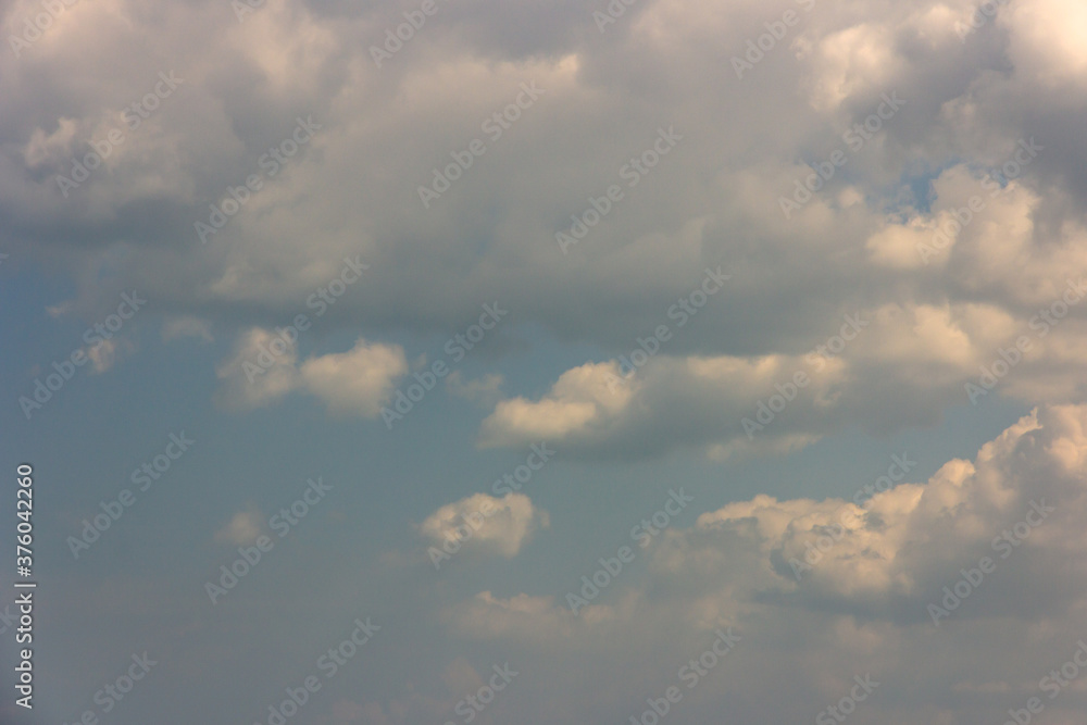 Blue sky with white clouds,  blue sky background, copy space