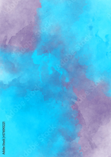 Blue violet hand painted watercolor background