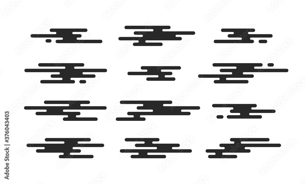 Cloud Japanese, Chinese. Asian elements. Pattern cloud for design prints. Clouds cartoon isolated on white background. Traditional oriental. Japanese, Chinese style. Flat objects. Vector illustration