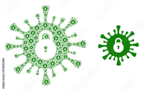 Recursive collage infection lockdown and basic icon. Vector collage is formed of recursive infection lockdown icons. Flat vector design on a white background.