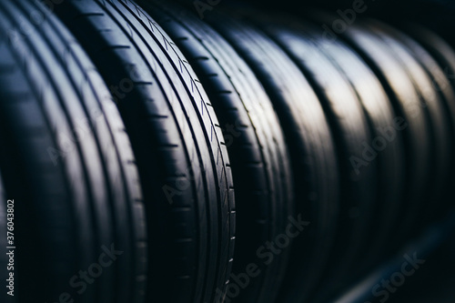 Tire stack closeup. Background picture with tyres