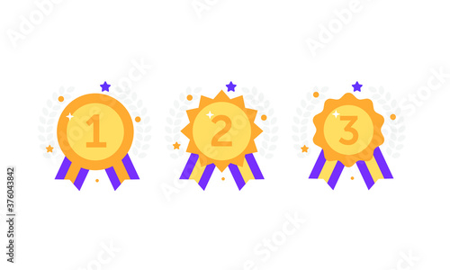 1st 2nd 3rd medal first place second third award winner badge guarantee winning prize ribbon symbol sign icon logo template Vector clip art illustration