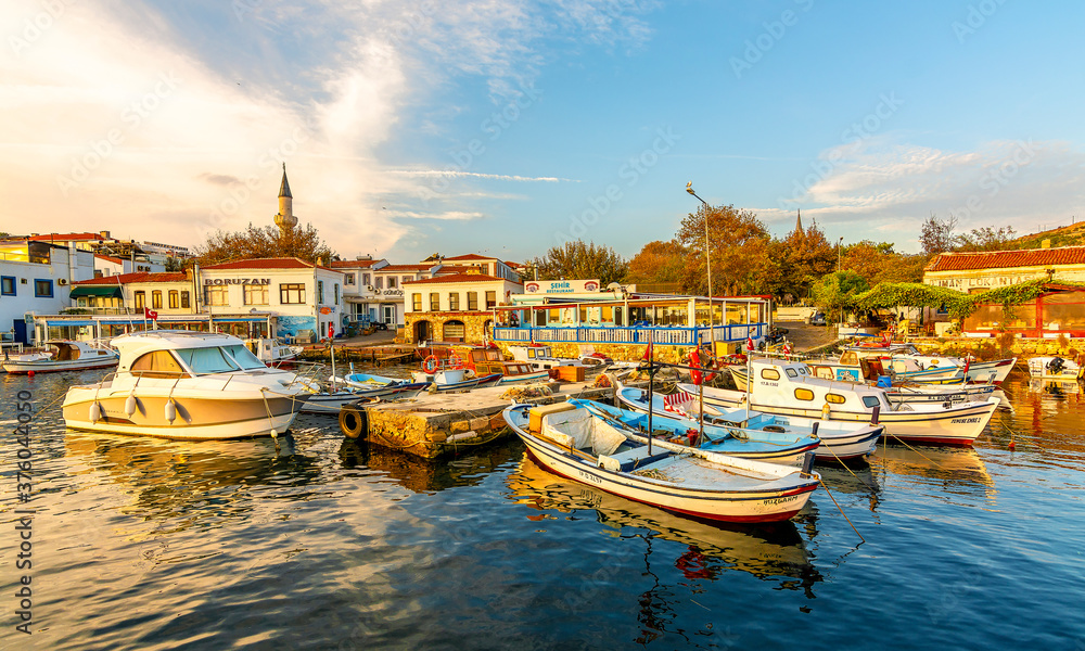 Bozcaada harbour view. Bozcaada is populer tourist island in Aegean Sea.