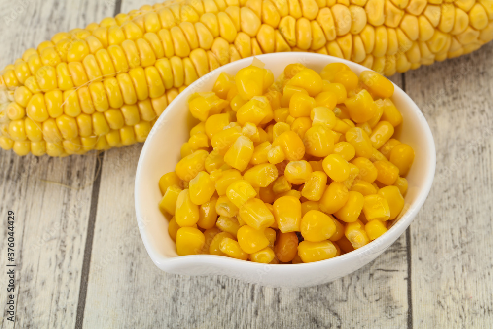 Young corn seeds in the bowl Young corn seeds in the bowl