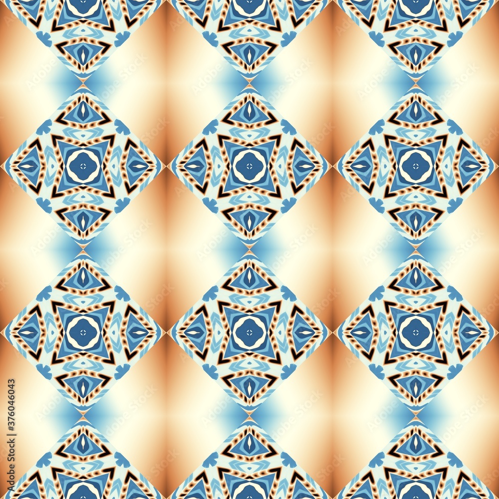Fototapeta premium Abstract ornamental decorative pattern of squares. Mosaic art ornamental texture. Seamless square pattern.