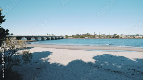 Aerial View Missingham Bridge Richmond River Ballina NSW Small Beach Flying over Water Small Waves Relaxing Day Australia Cars People Clear Sky Famers Market Sunday Morning City Stunning Travel photo