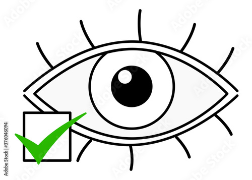 Auge mit grüner check box für Sichtprüfung oder Kontrolle Vektor Illustration