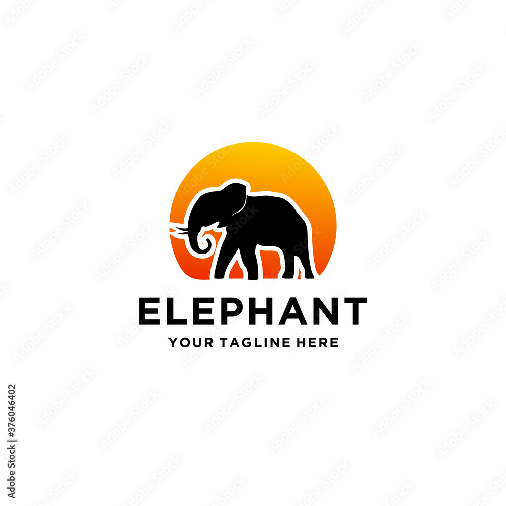 Elephant gradient  Logo Vector,Animal logo or icon