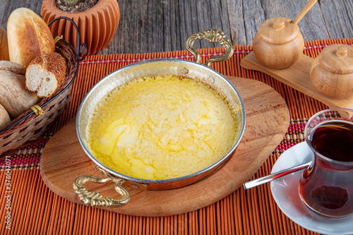 Muhlama - corn porridge with cheese.Turkish cuisine. Kuymak - Guymak - Yaglas photo