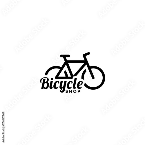 Bicycle shop logo design  vector image, Monoline style logo