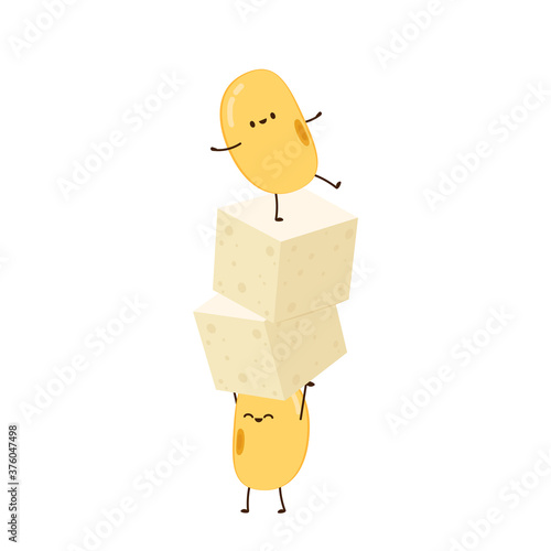 Soybean vector. Soybean character design. Soybean and tofu vector.